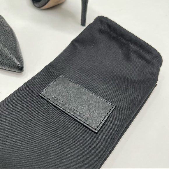 Alexander WANG Lovisa Sexy Black Pebbled Leather Ankle Buckle Pointed Toe Pumps - Picture 5 of 15